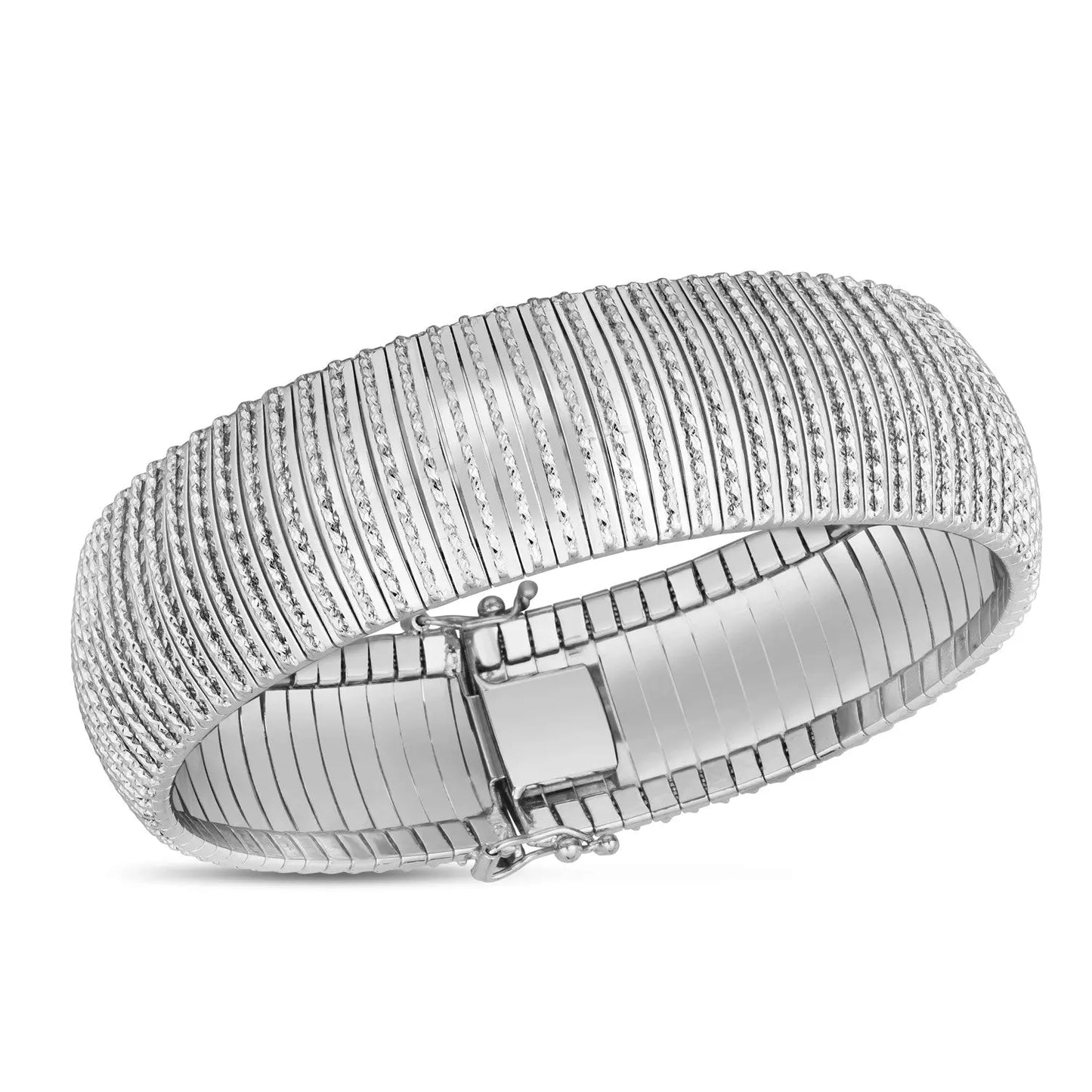 14k White Gold Bold Diamante Flex Bracelet (17.10 mm) RCJ Bracelets CELESTIA LUXE JEWELLERS