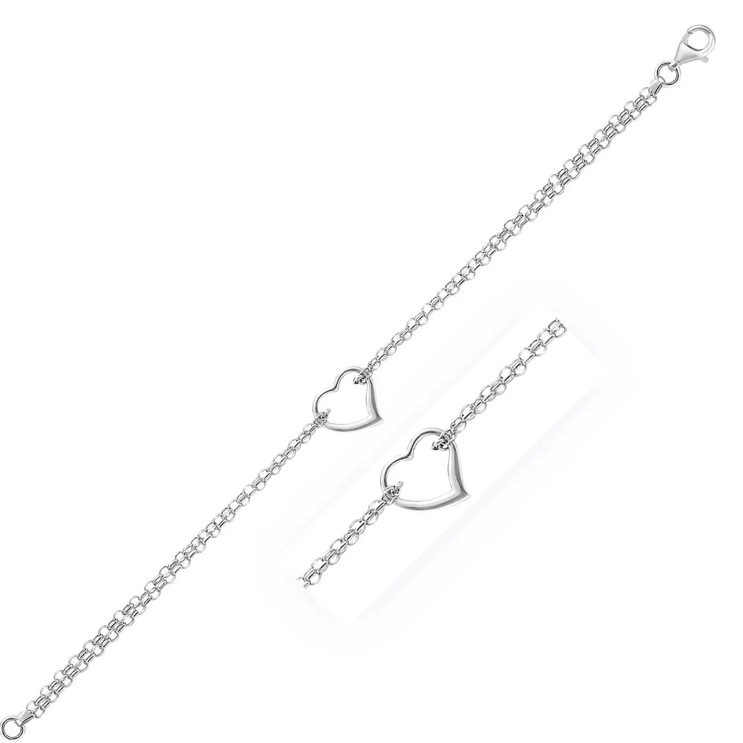 14k White Gold Cable Chain Anklet with Open Heart Station RCJ Anklets CELESTIA LUXE JEWELLERS
