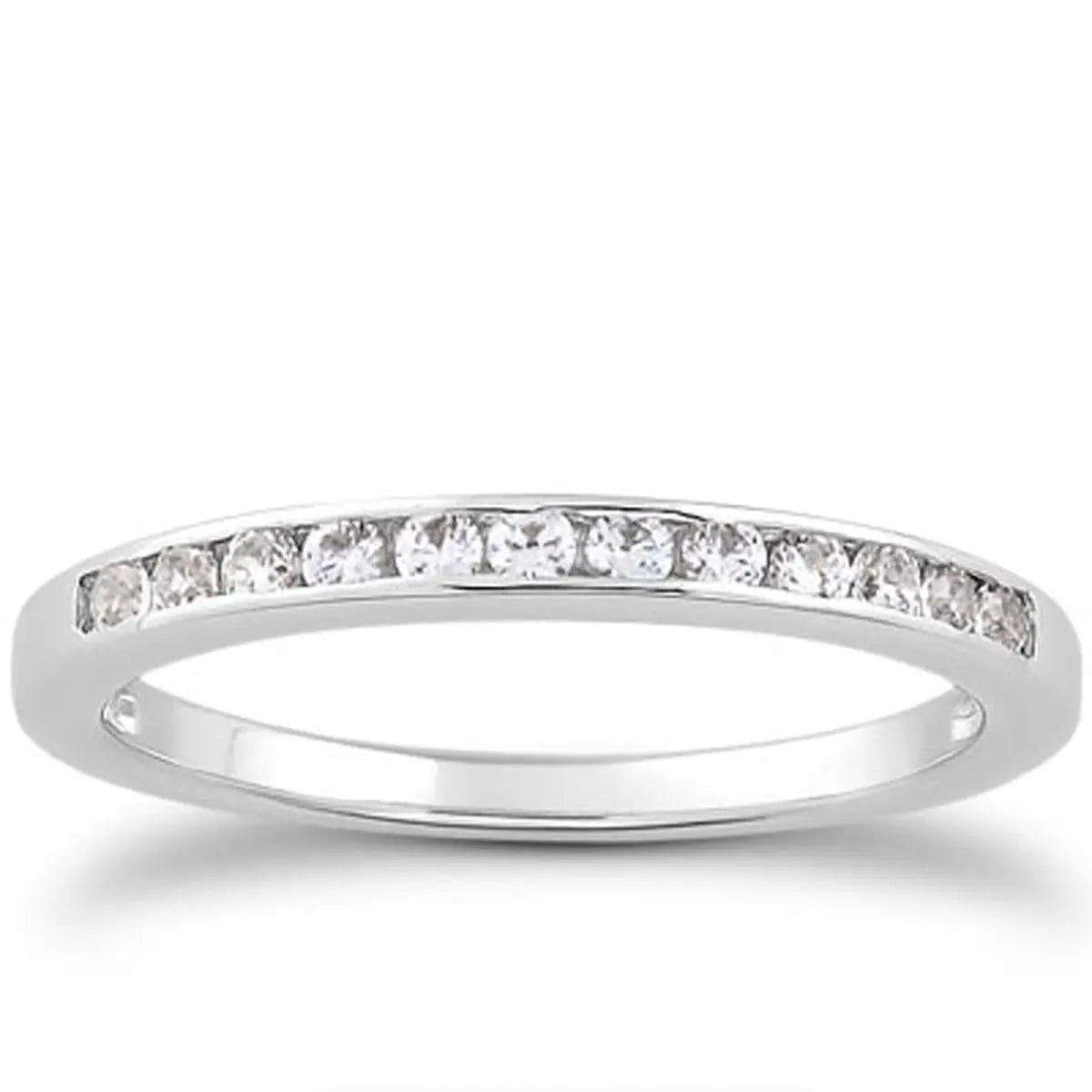14k White Gold Channel Set Diamond Wedding Ring Band Set 1/3 Around RCJ Rings CELESTIA LUXE JEWELLERS