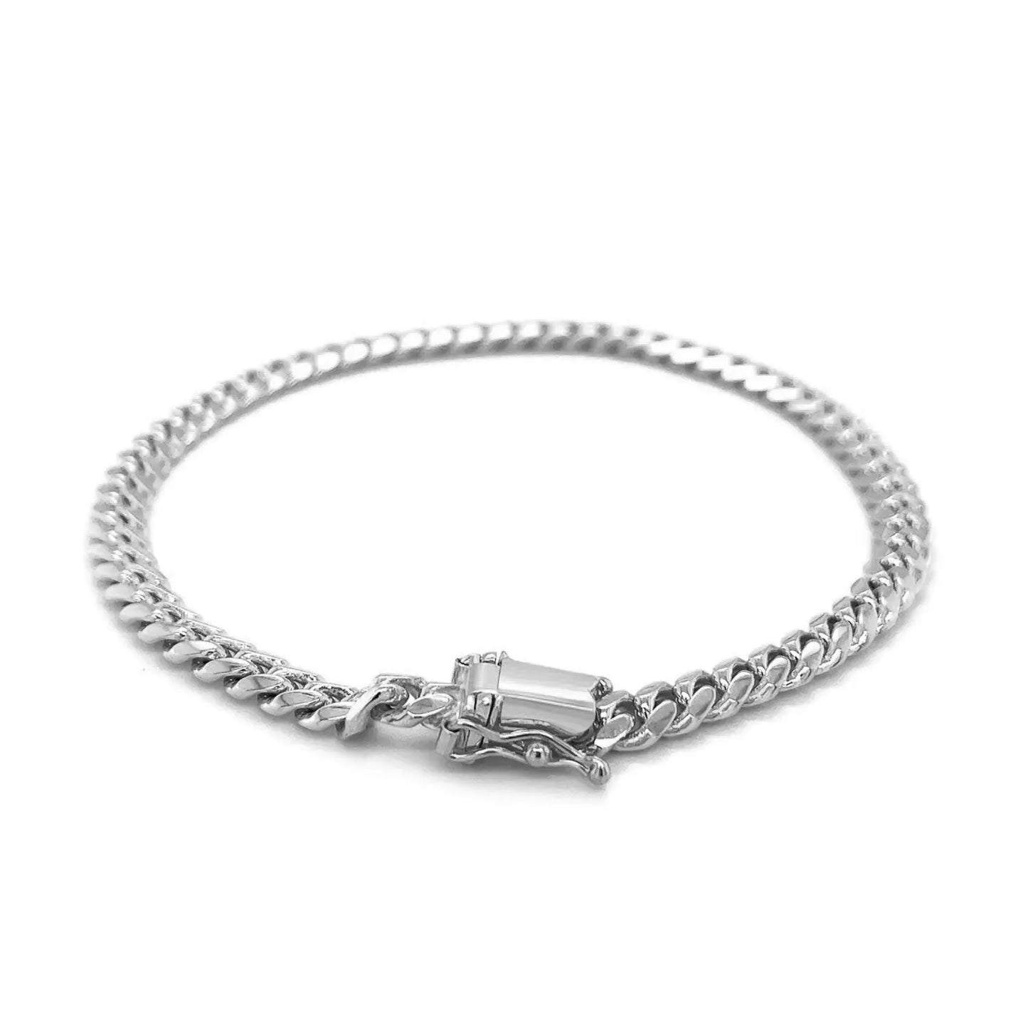 14k White Gold Classic Miami Cuban Solid Bracelet (5.00 mm) RCJ Bracelets CELESTIA LUXE JEWELLERS