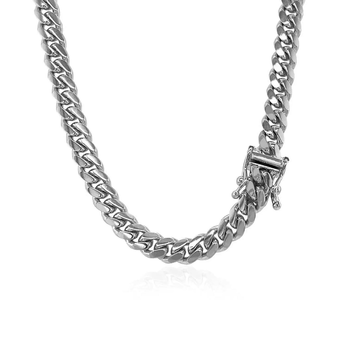 14k White Gold Classic Miami Cuban Solid Chain (5.00 mm) RCJ Chains CELESTIA LUXE JEWELLERS