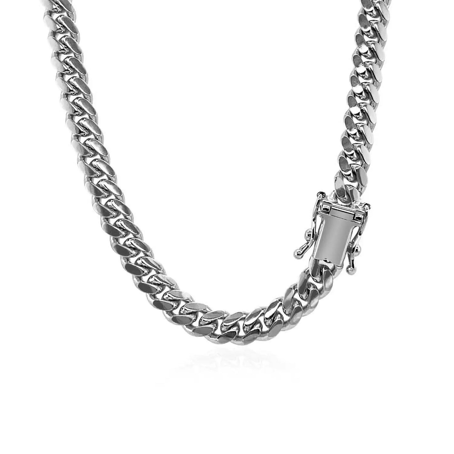 14k White Gold Classic Miami Cuban Solid Chain (5.00 mm) RCJ Chains CELESTIA LUXE JEWELLERS