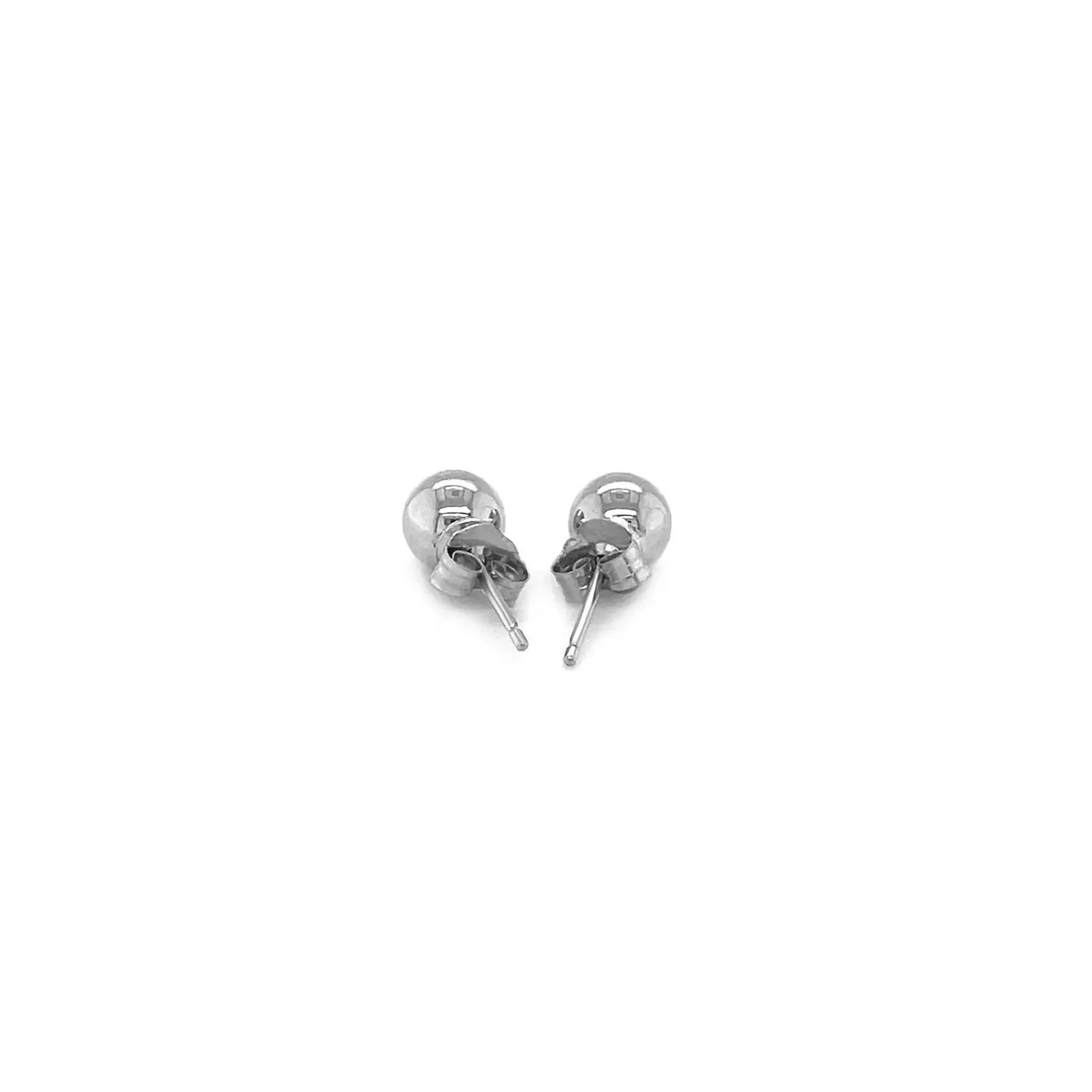 14k White Gold Classic Round Stud Earrings (5.0 mm) RCJ Earrings CELESTIA LUXE JEWELLERS
