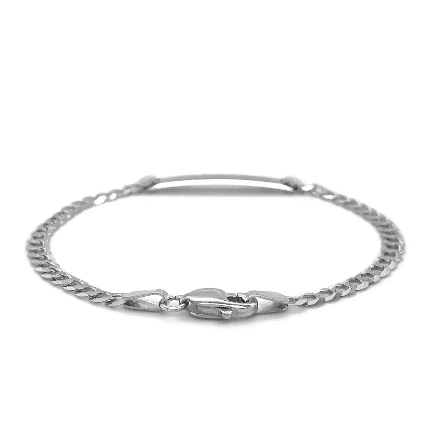14k White Gold Curb Link Chain Polished Childrens ID Bracelet (3.00 mm) RCJ Bracelets CELESTIA LUXE JEWELLERS