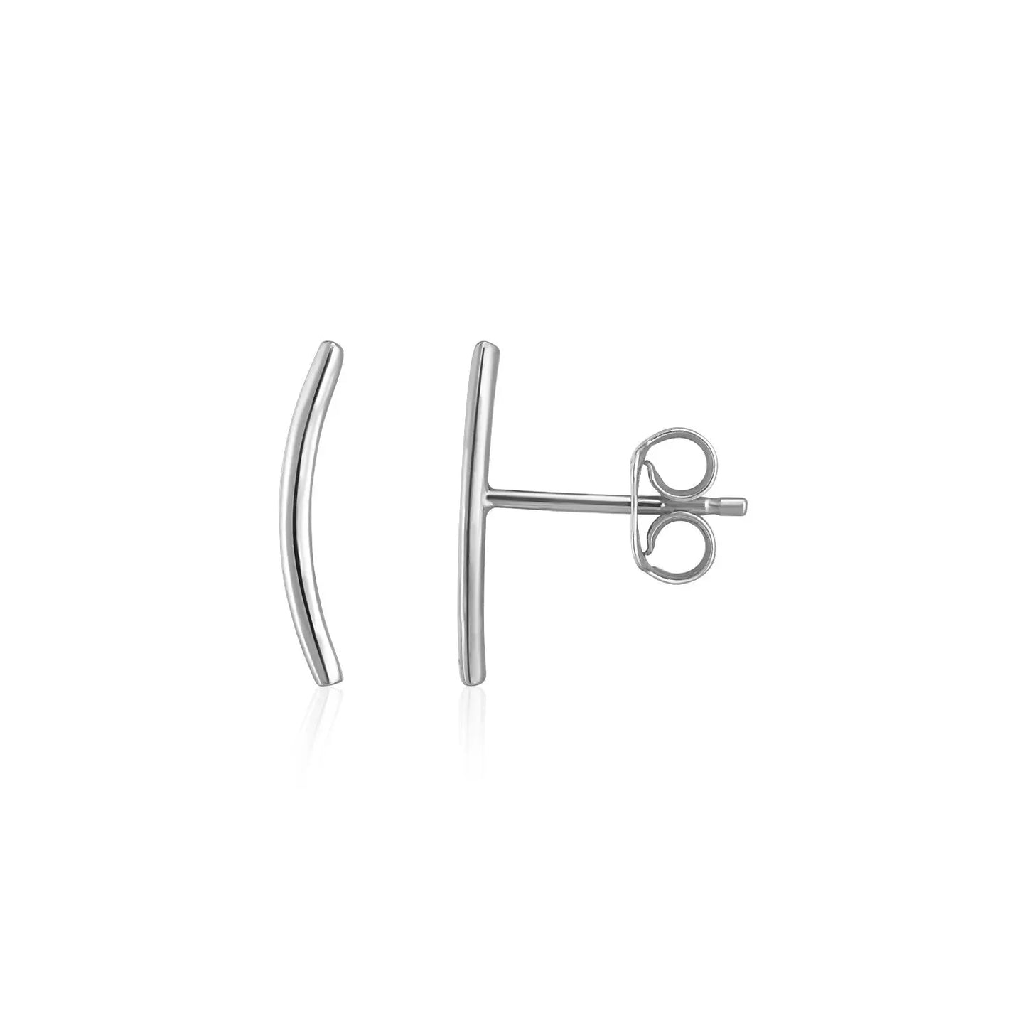 14k White Gold Curve Climber Post Earrings RCJ Earrings CELESTIA LUXE JEWELLERS