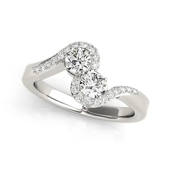 14k White Gold Curved Band Style Two Diamond Ring (5/8 cttw) RCJ Rings CELESTIA LUXE JEWELLERS