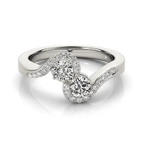 14k White Gold Curved Band Style Two Diamond Ring (5/8 cttw) RCJ Rings CELESTIA LUXE JEWELLERS