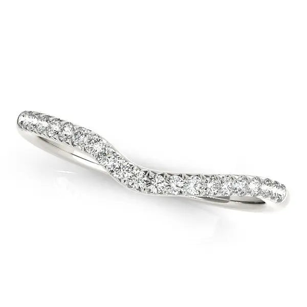14k White Gold Curved Pave Diamond Wedding Ring (1/4 cttw) RCJ Rings CELESTIA LUXE JEWELLERS