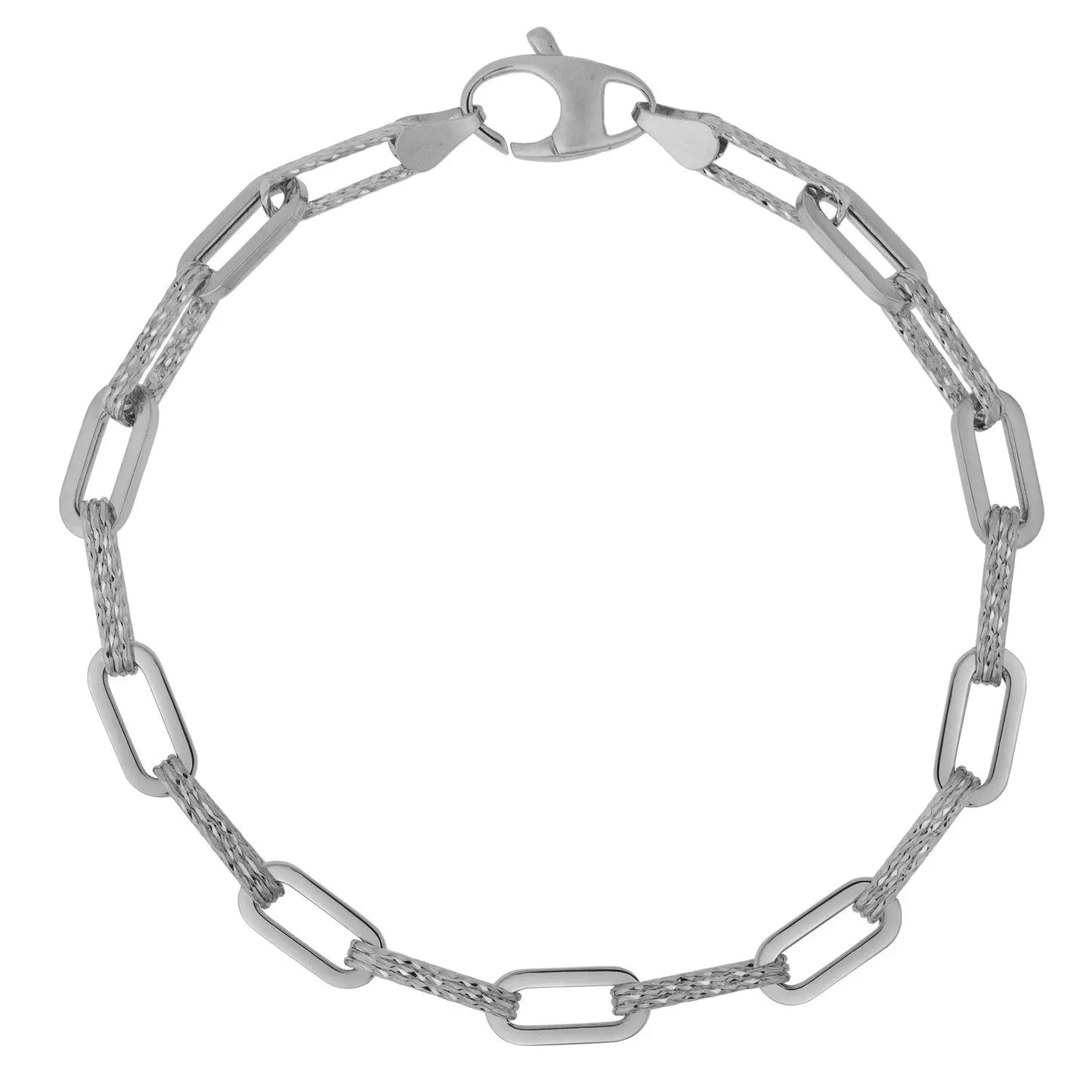 14k White Gold Diamante Paperclip Chain Bracelet (4.00 mm) RCJ Bracelets CELESTIA LUXE JEWELLERS