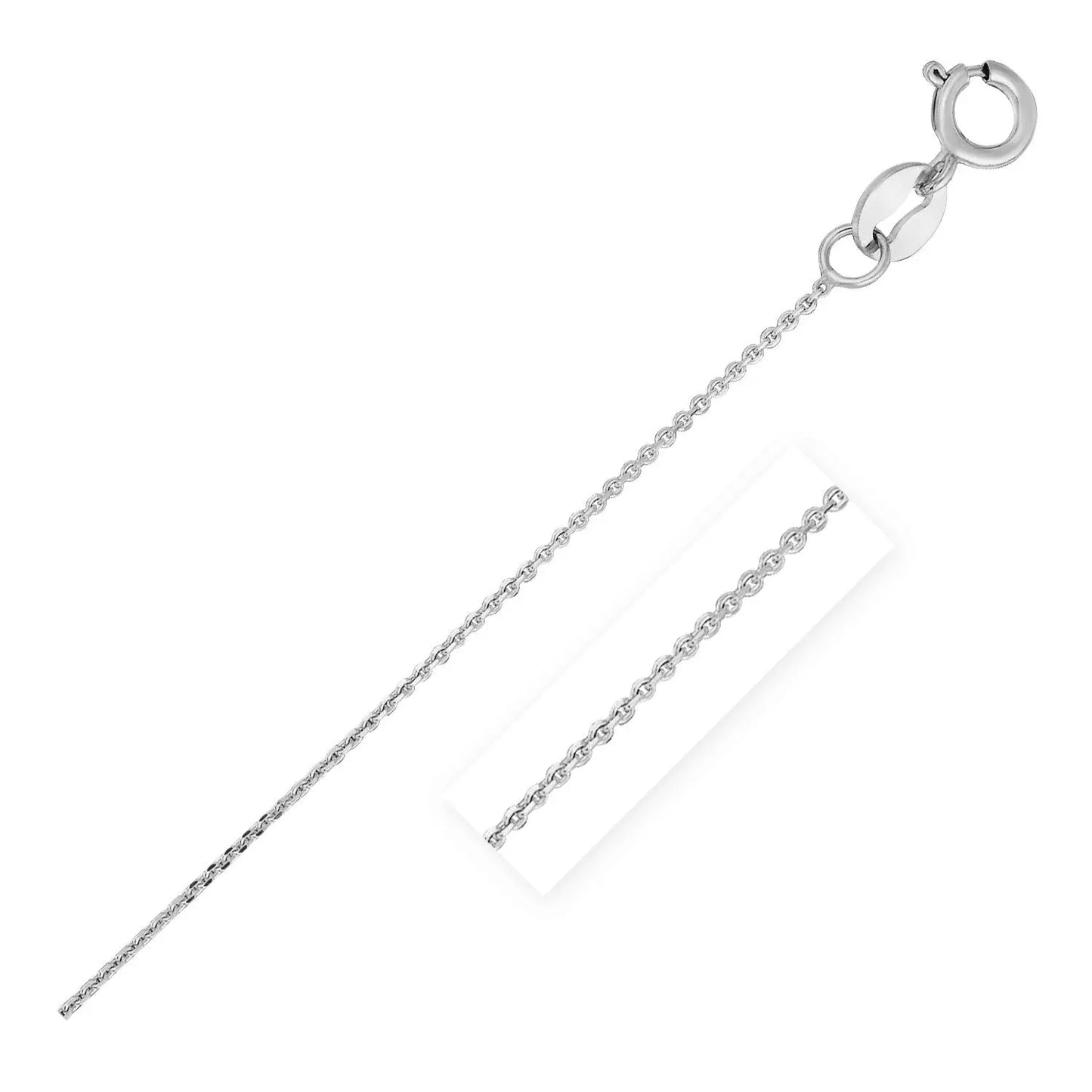 14k White Gold Diamond Cut Cable Link Chain (0.68 mm) RCJ Chains CELESTIA LUXE JEWELLERS