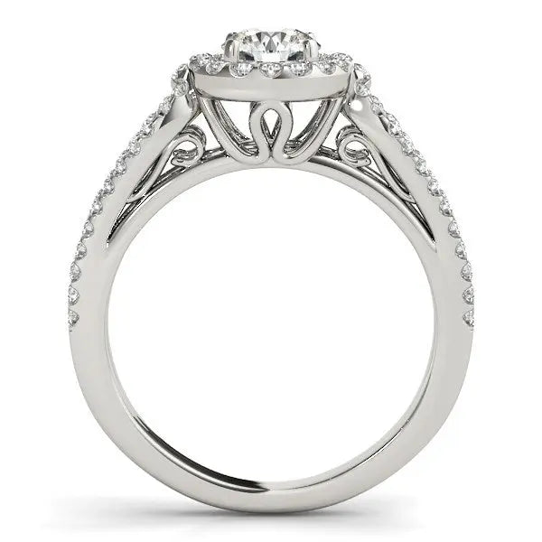 14k White Gold Diamond Engagement Ring with Teardrop Split Shank (7/8 cttw) RCJ Rings CELESTIA LUXE JEWELLERS