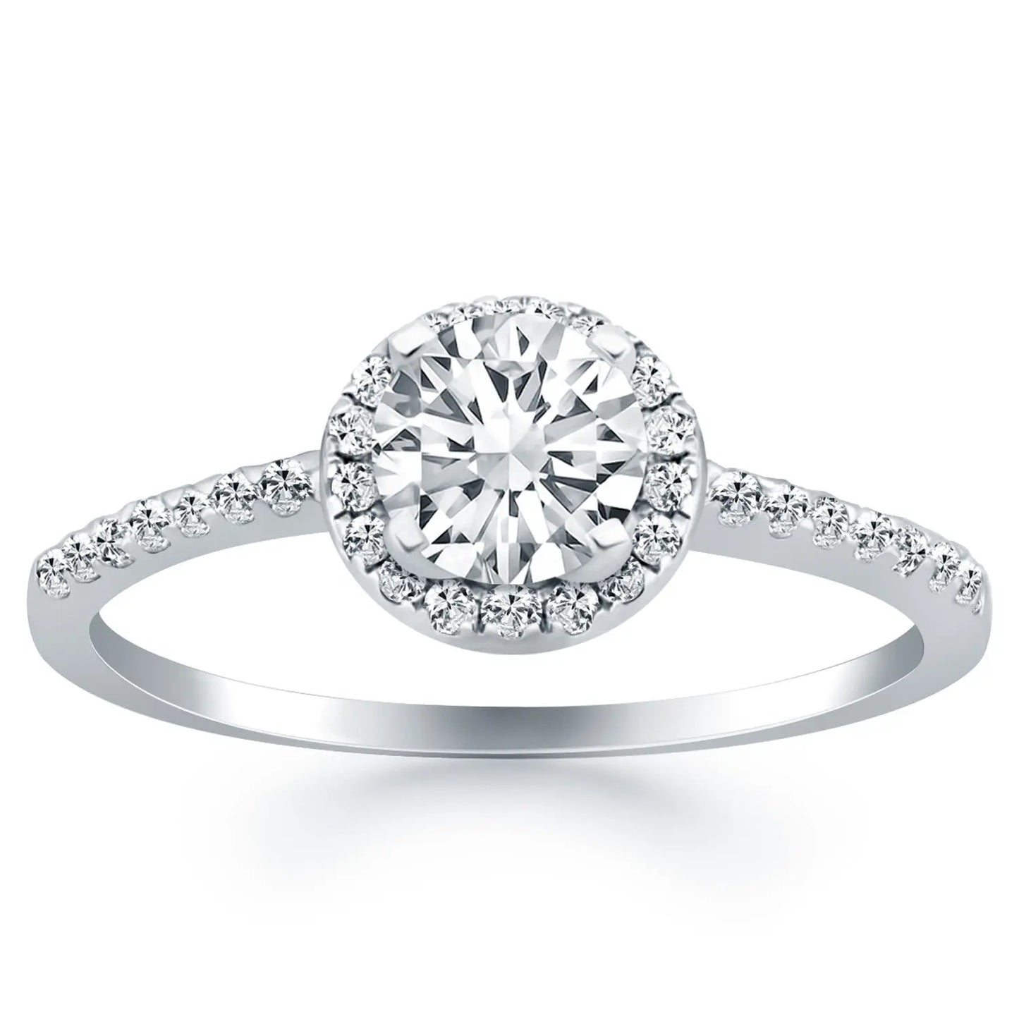 14k White Gold Diamond Halo Collar Engagement Ring RCJ Rings CELESTIA LUXE JEWELLERS