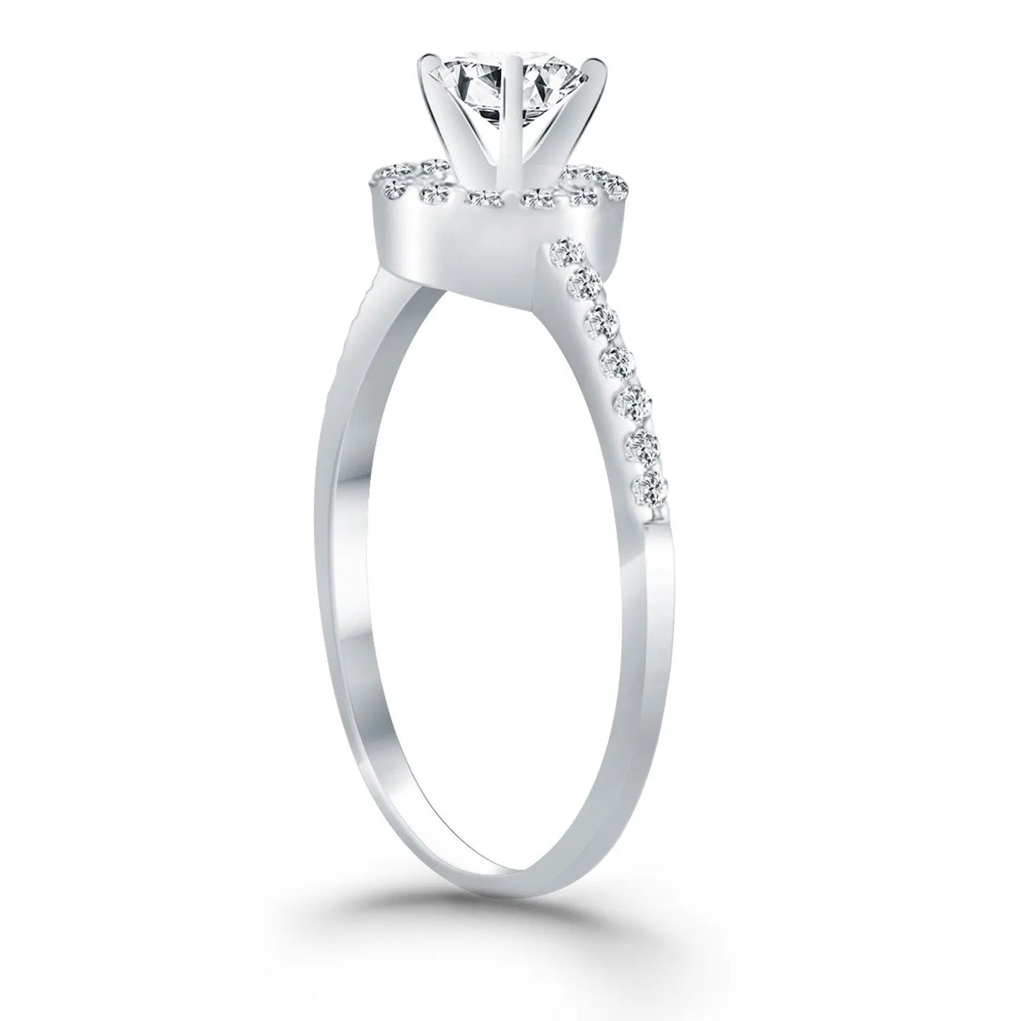 14k White Gold Diamond Halo Collar Engagement Ring RCJ Rings CELESTIA LUXE JEWELLERS