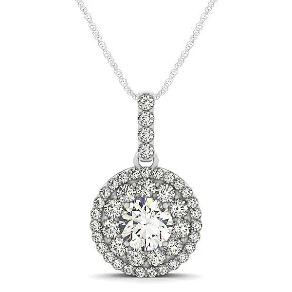 14k White Gold Diamond Halo Round Shape Pendant (1 1/4 cttw) RCJ Necklaces CELESTIA LUXE JEWELLERS