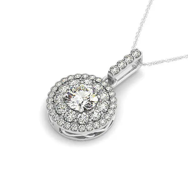 14k White Gold Diamond Halo Round Shape Pendant (1 1/4 cttw) RCJ Necklaces CELESTIA LUXE JEWELLERS