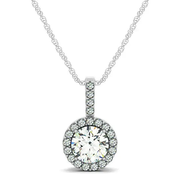 14k White Gold Diamond Halo Round Style Pendant (5/8 cttw) RCJ Necklaces CELESTIA LUXE JEWELLERS
