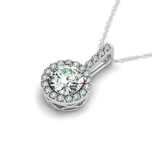 14k White Gold Diamond Halo Round Style Pendant (5/8 cttw) RCJ Necklaces CELESTIA LUXE JEWELLERS