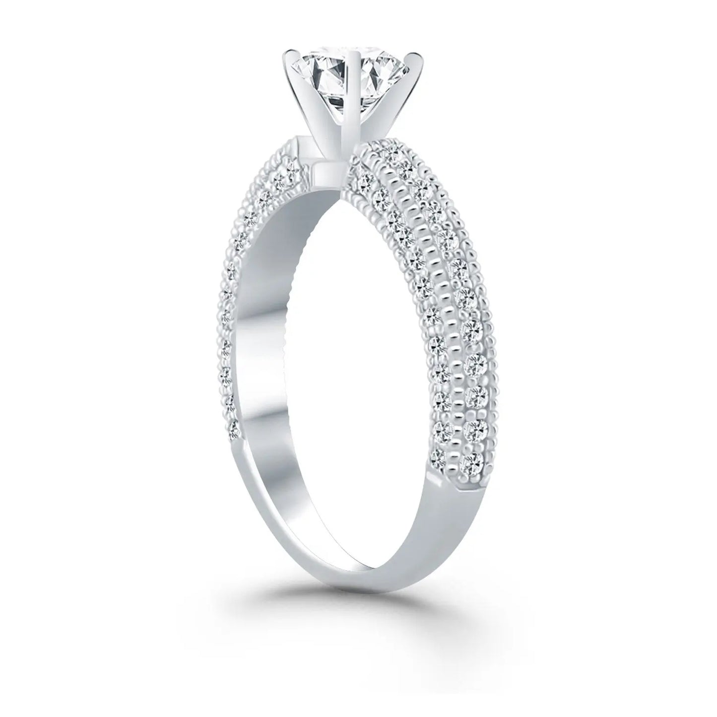 14k White Gold Diamond Micropave Milgrain Engagement Ring RCJ Rings CELESTIA LUXE JEWELLERS
