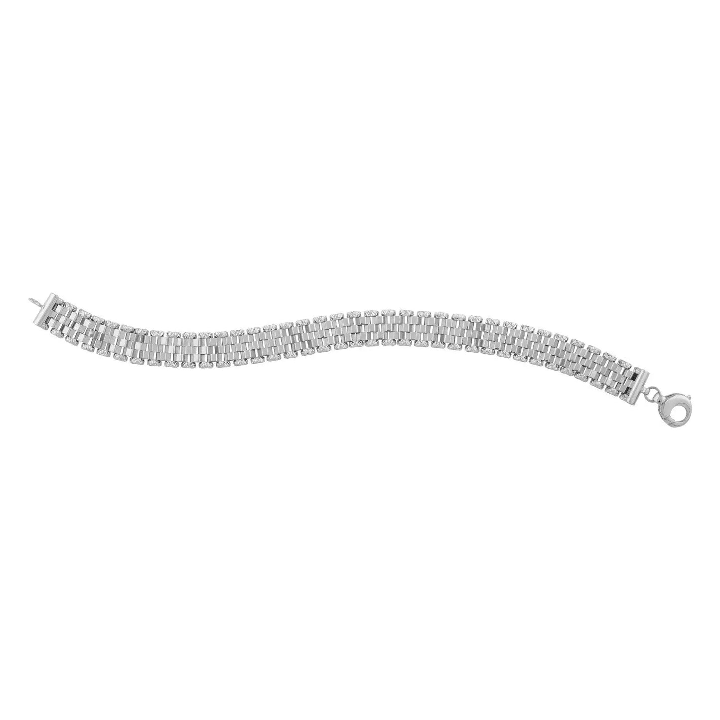 14k White Gold Faceted Panther Link Chain Bracelet RCJ Bracelets CELESTIA LUXE JEWELLERS