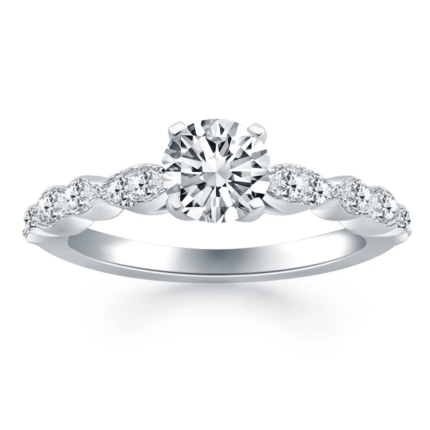 14k White Gold Fancy Shaped Diamond Engagement Ring RCJ Rings CELESTIA LUXE JEWELLERS