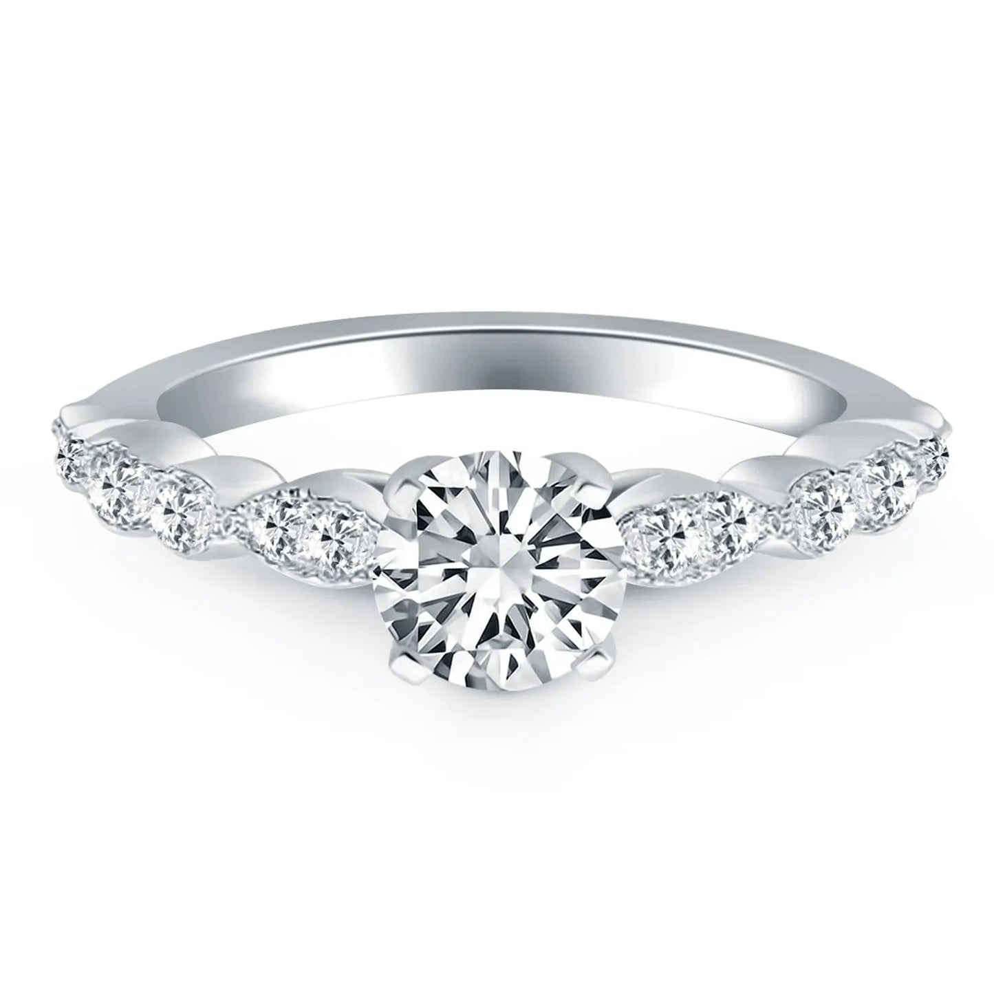 14k White Gold Fancy Shaped Diamond Engagement Ring RCJ Rings CELESTIA LUXE JEWELLERS