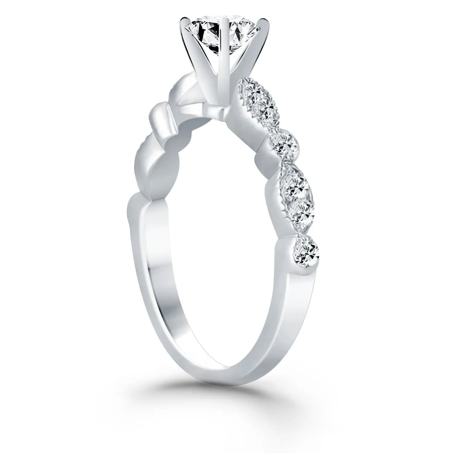 14k White Gold Fancy Shaped Diamond Engagement Ring RCJ Rings CELESTIA LUXE JEWELLERS