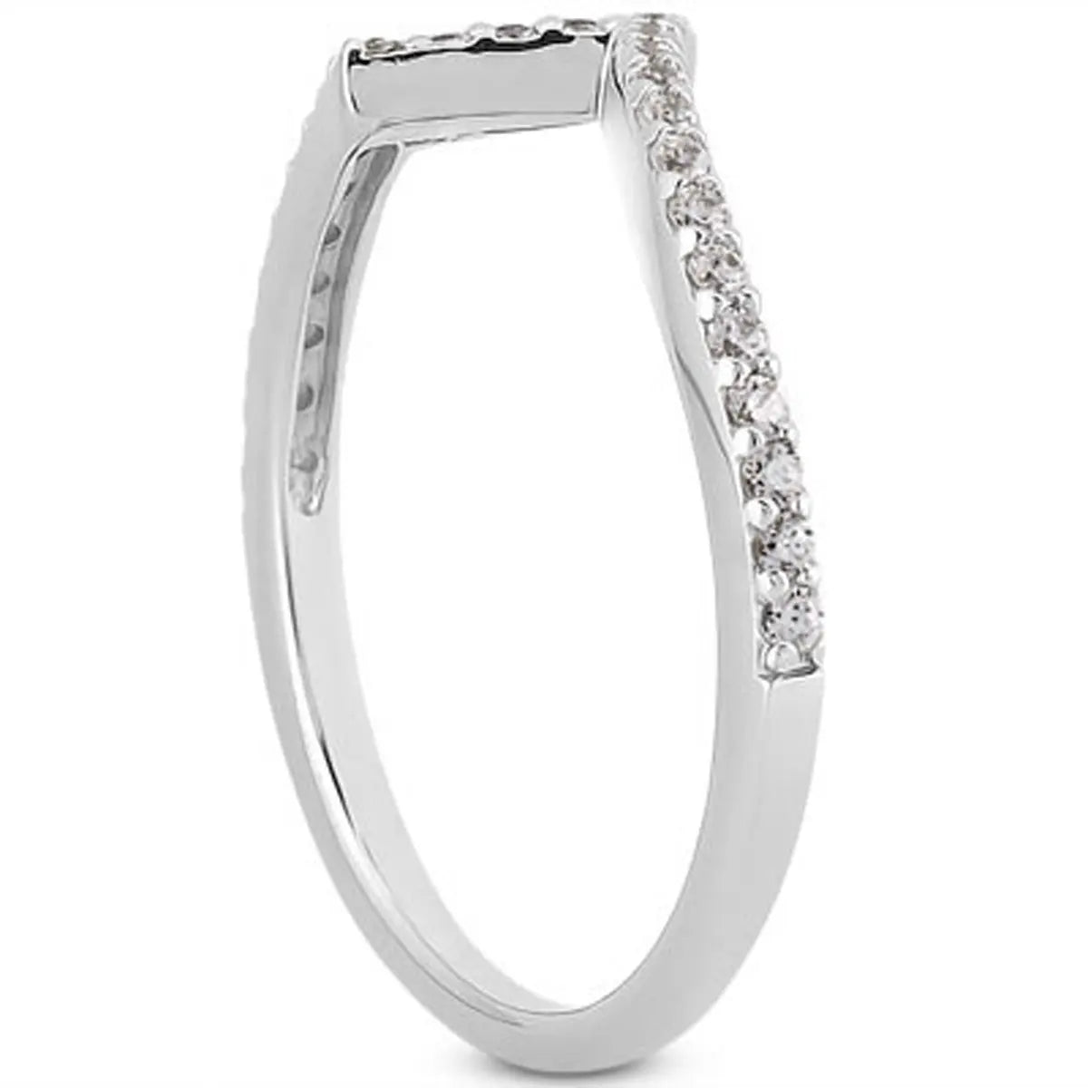 14k White Gold Fancy Zig Zag Pave Diamond Wedding Ring Band RCJ Rings CELESTIA LUXE JEWELLERS