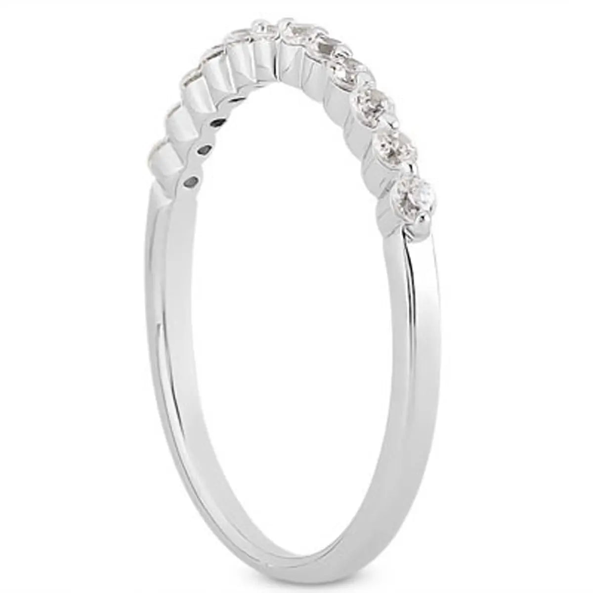14k White Gold Floating Diamond Single Shared Prong Wedding Ring Band RCJ Rings CELESTIA LUXE JEWELLERS