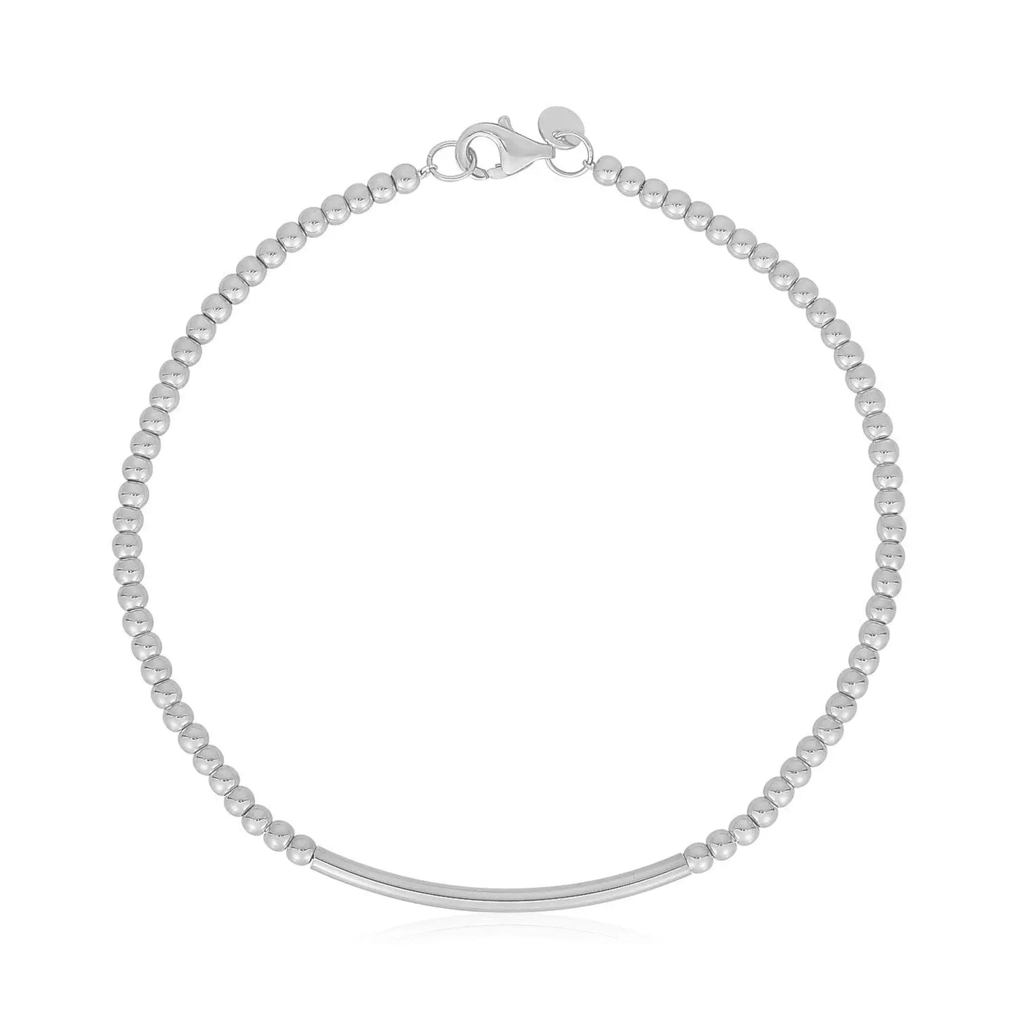 14k White Gold High Polish Bead Bar Bracelet (2.50 mm) RCJ Bracelets CELESTIA LUXE JEWELLERS