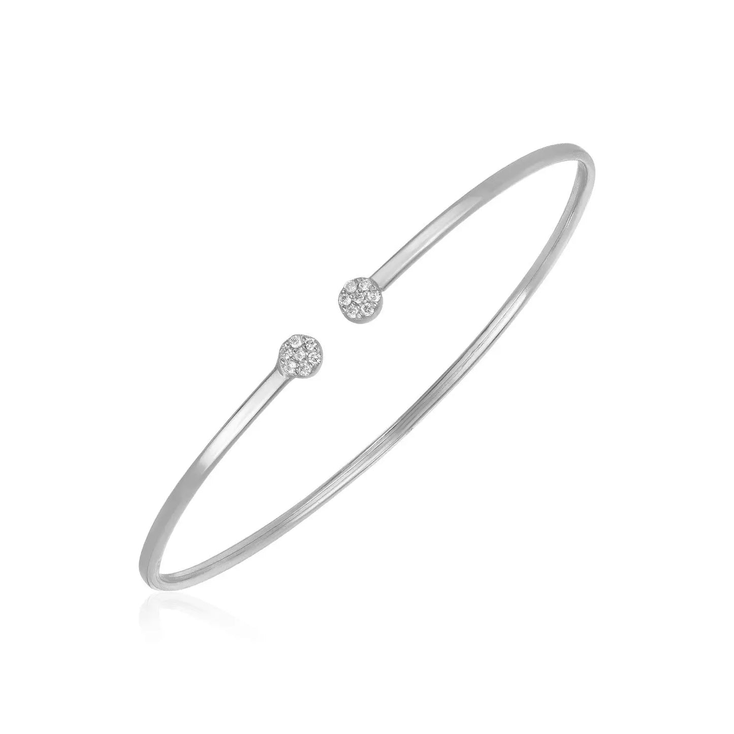 14k White Gold High Polish Diamond Cluster Bangle (2.00 mm) RCJ Bangles CELESTIA LUXE JEWELLERS