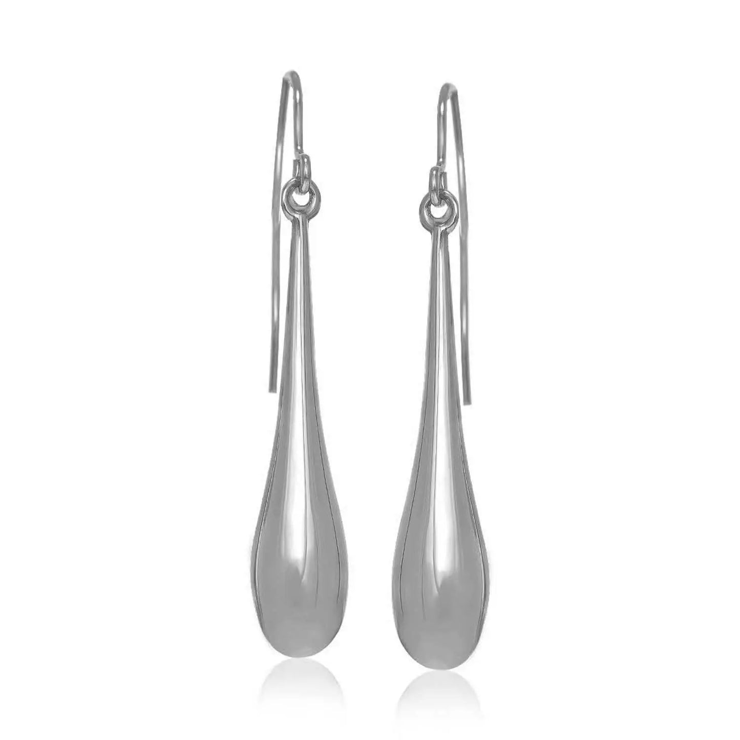 14k White Gold Long Polished Teardrop Dangling Earrings RCJ Earrings CELESTIA LUXE JEWELLERS