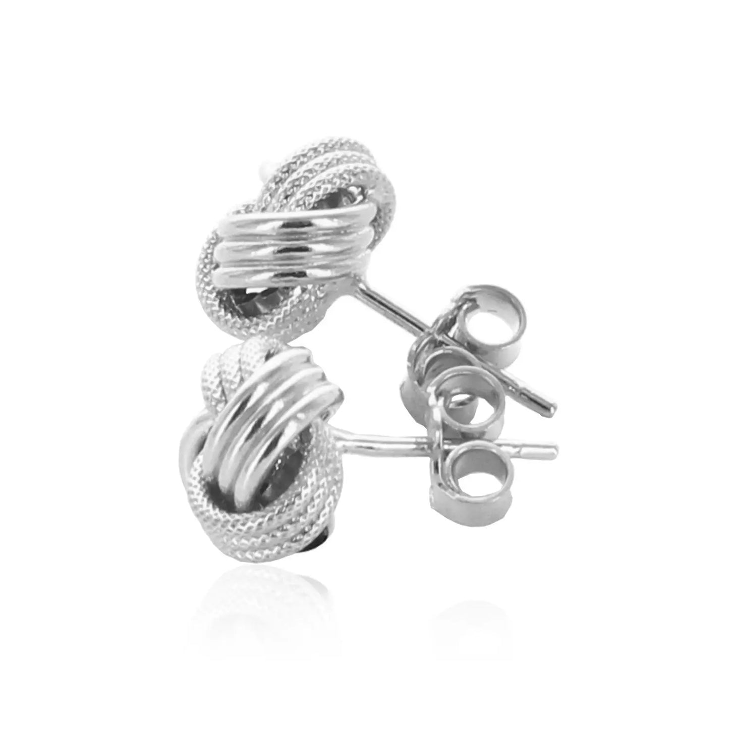 14k White Gold Love Knot with Ridge Texture Earrings RCJ Earrings CELESTIA LUXE JEWELLERS