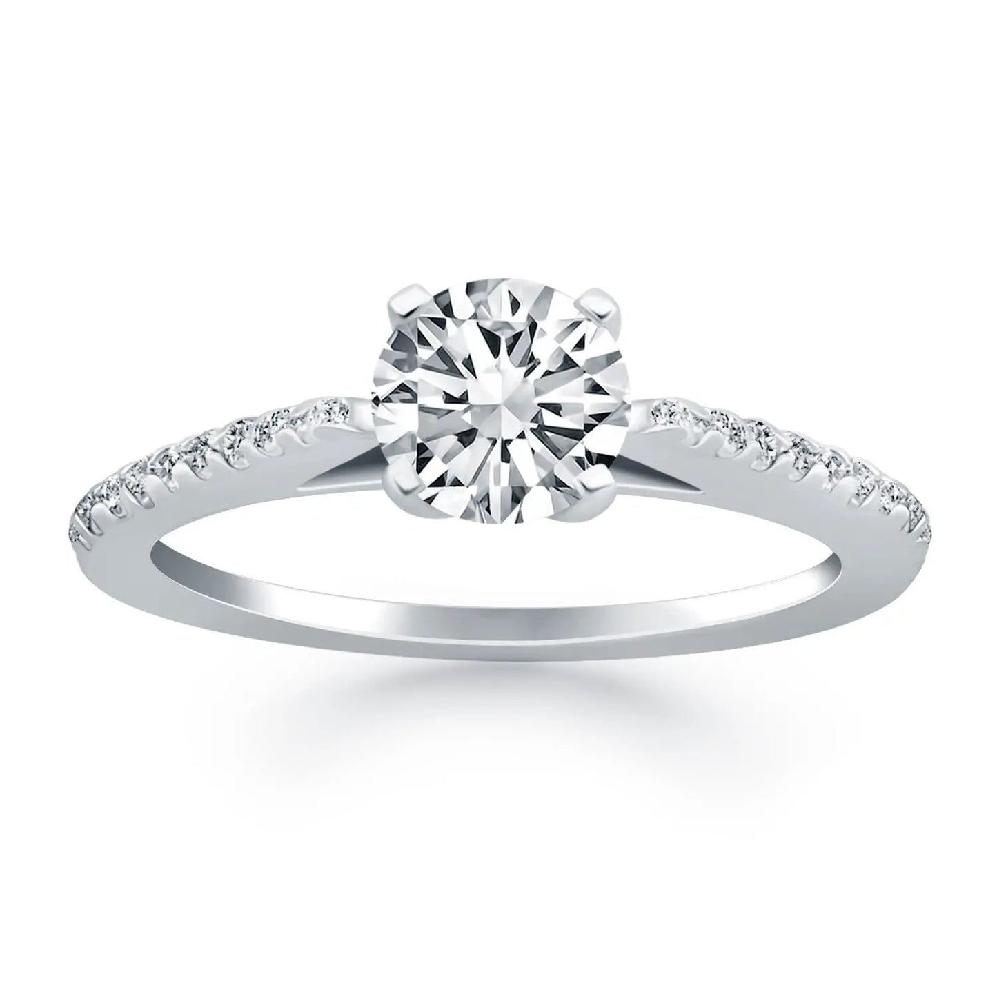 14k White Gold Micro Prong Diamond Cathedral Engagement Ring RCJ Rings CELESTIA LUXE JEWELLERS