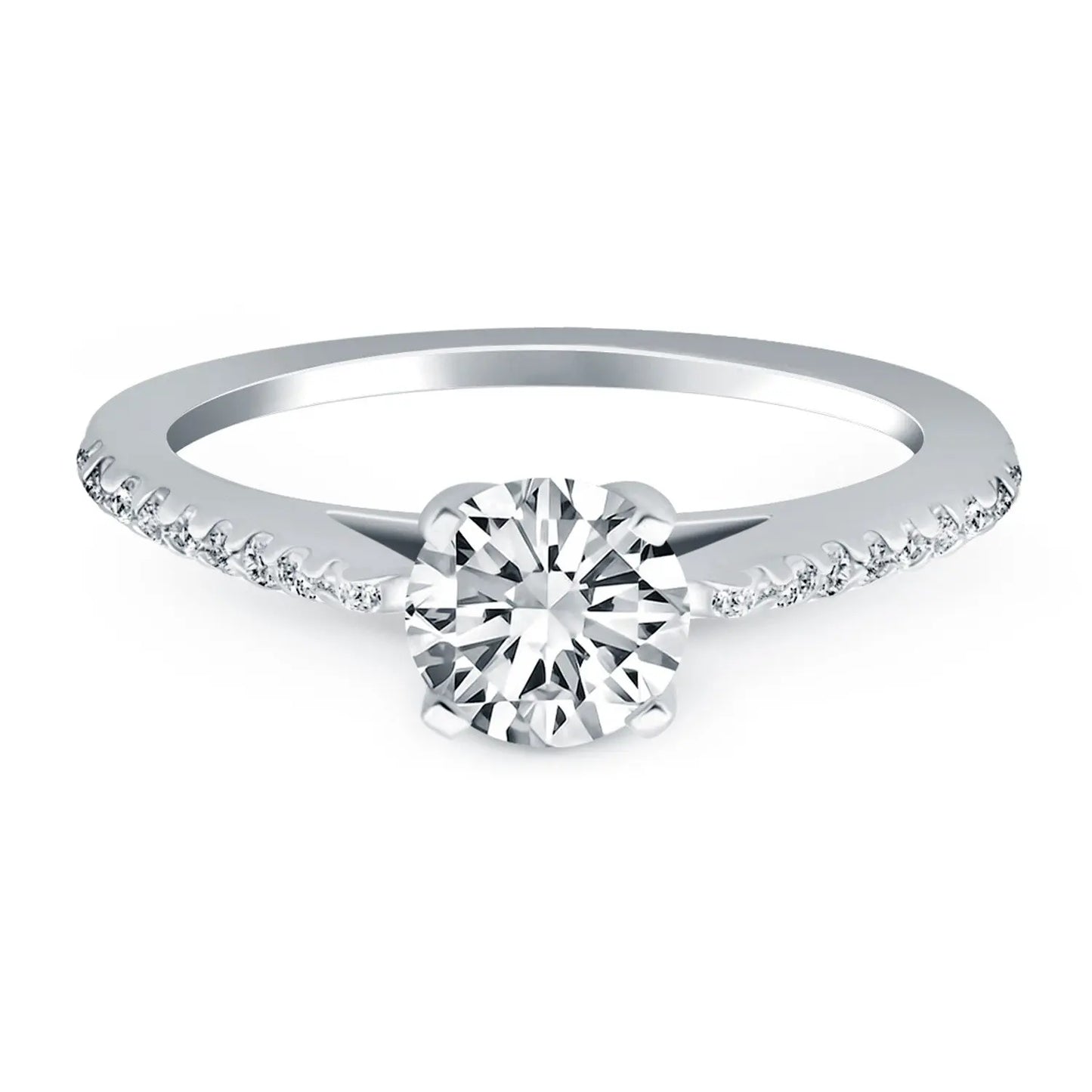 14k White Gold Micro Prong Diamond Cathedral Engagement Ring RCJ Rings CELESTIA LUXE JEWELLERS