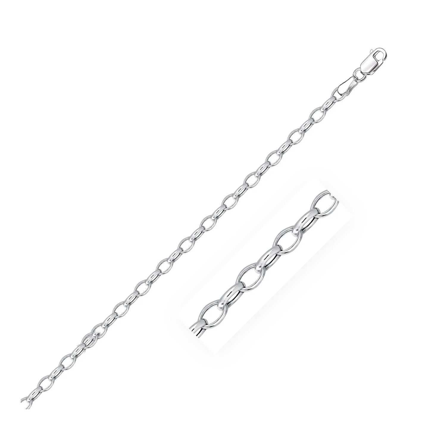 14k White Gold Oval Rolo Bracelet (3.20 mm) RCJ Bracelets CELESTIA LUXE JEWELLERS