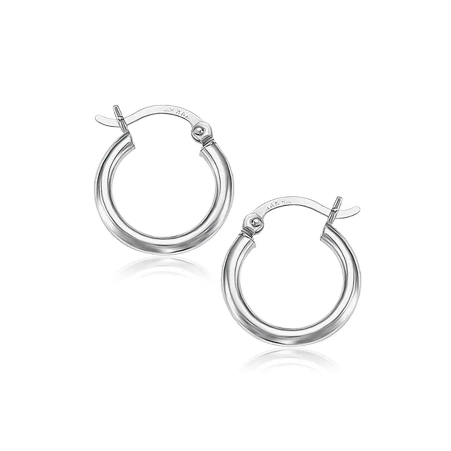 14k White Gold Polished Hoop Earrings (2x15mm) RCJ Earrings CELESTIA LUXE JEWELLERS