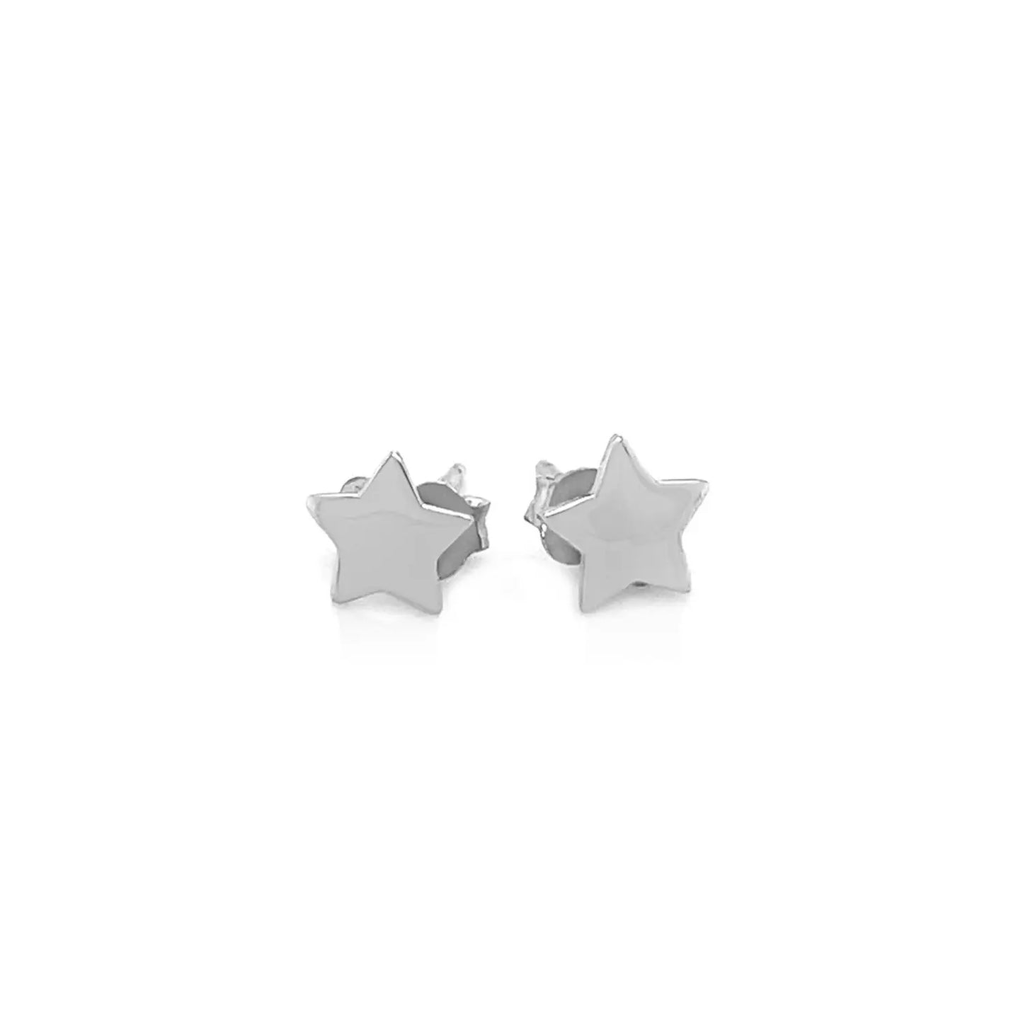 14k White Gold Post Earrings with Stars(6.5mm) RCJ Earrings CELESTIA LUXE JEWELLERS
