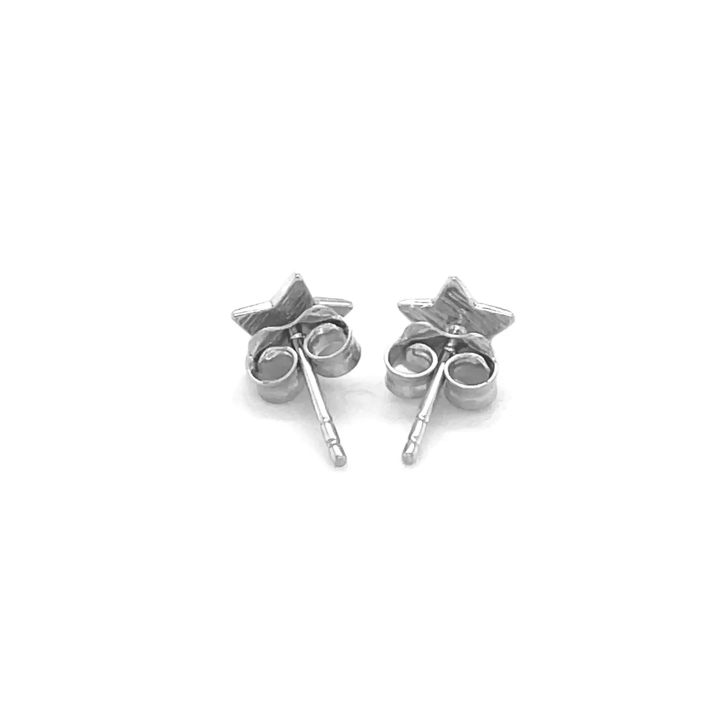 14k White Gold Post Earrings with Stars(6.5mm) RCJ Earrings CELESTIA LUXE JEWELLERS