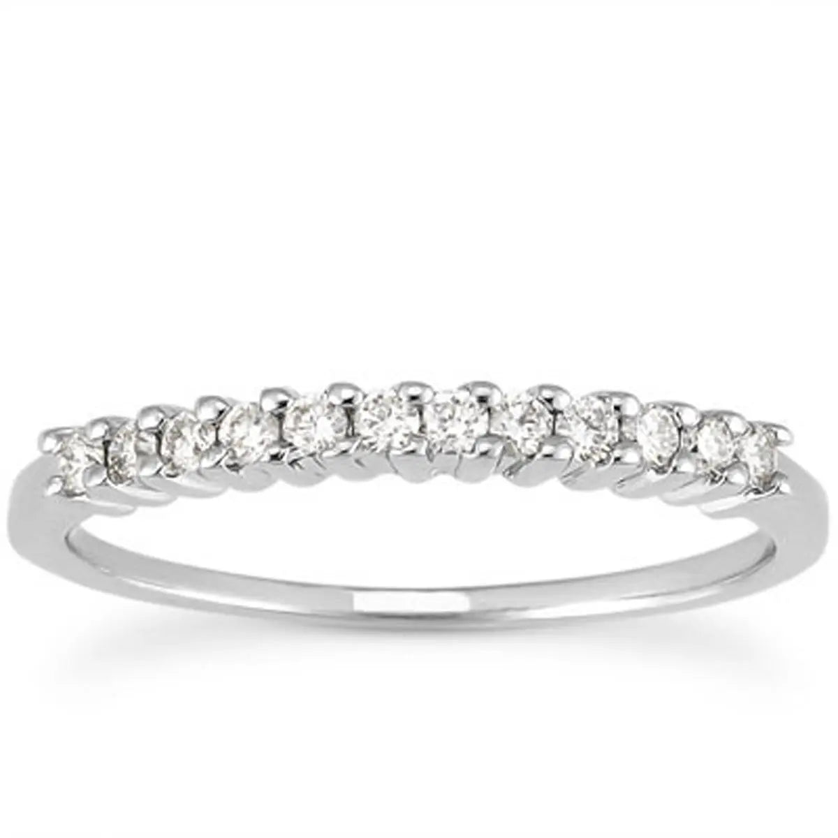 14k White Gold Raised Shared Prong Diamond Wedding Ring Band RCJ Rings CELESTIA LUXE JEWELLERS