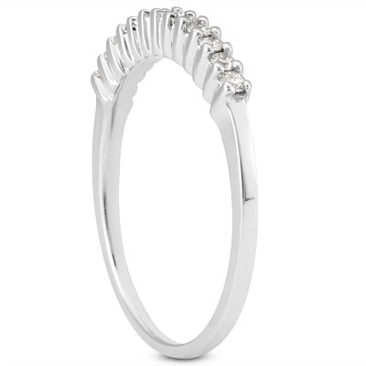 14k White Gold Raised Shared Prong Diamond Wedding Ring Band RCJ Rings CELESTIA LUXE JEWELLERS
