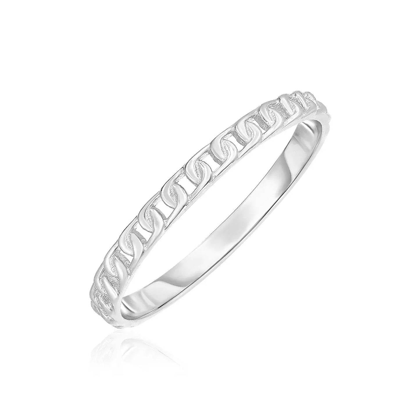 14k White Gold Ring with Bead Texture RCJ Rings CELESTIA LUXE JEWELLERS