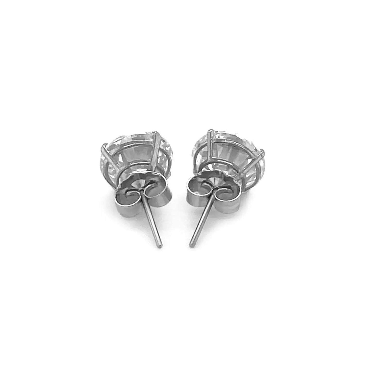 14k White Gold Round CZ Stud Earrings(8mm) RCJ Earrings CELESTIA LUXE JEWELLERS