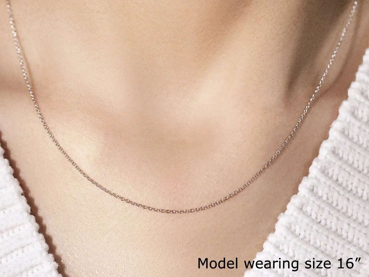 14k White Gold Round Cable Link Chain (1.10 mm) RCJ Chains CELESTIA LUXE JEWELLERS