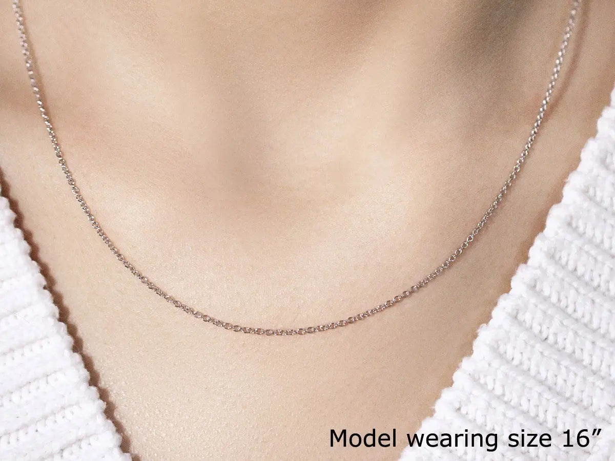 14k White Gold Round Cable Link Chain (1.30 mm) RCJ Chains CELESTIA LUXE JEWELLERS