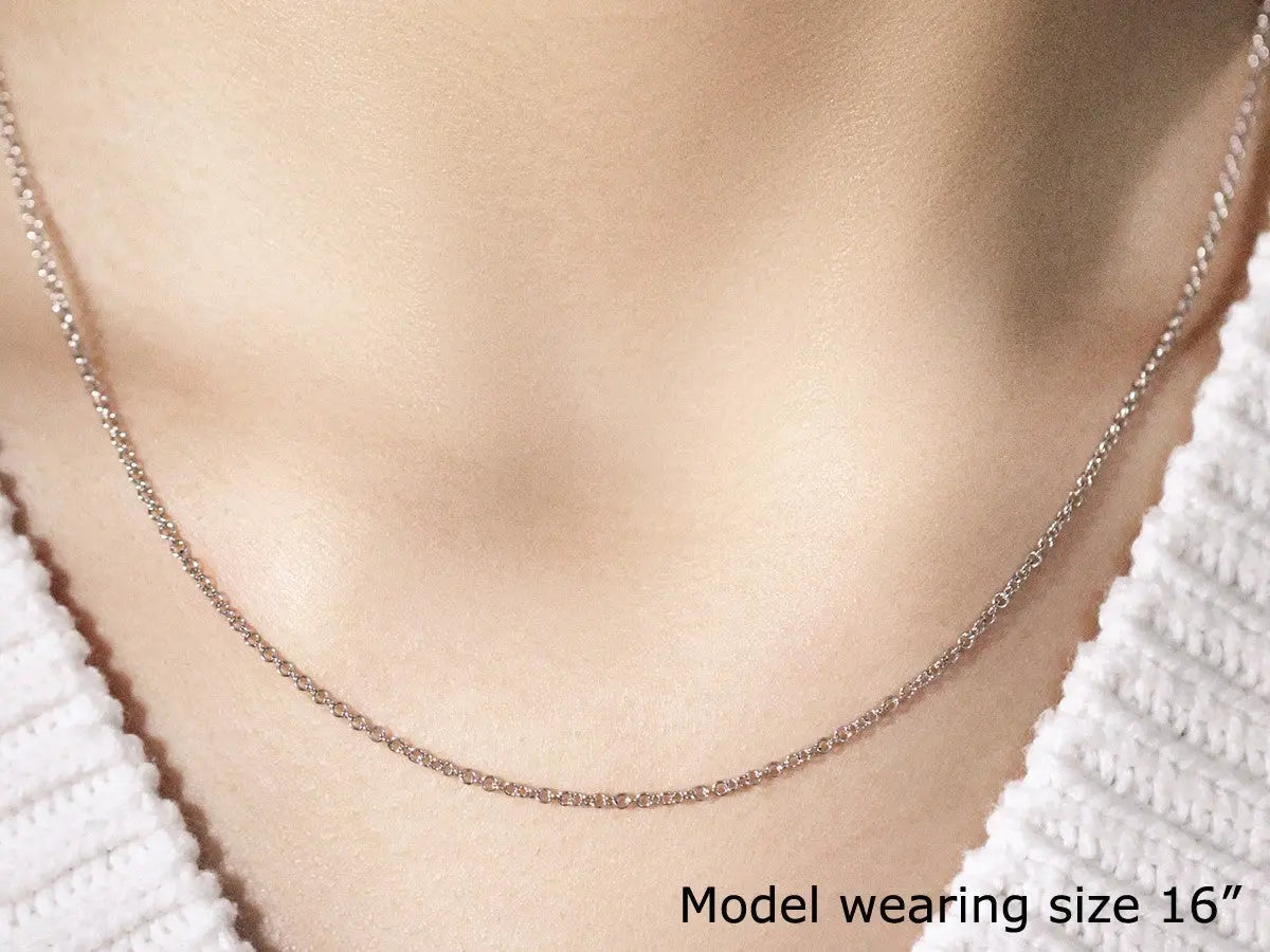 14k White Gold Round Cable Link Chain (1.50 mm) RCJ Chains CELESTIA LUXE JEWELLERS