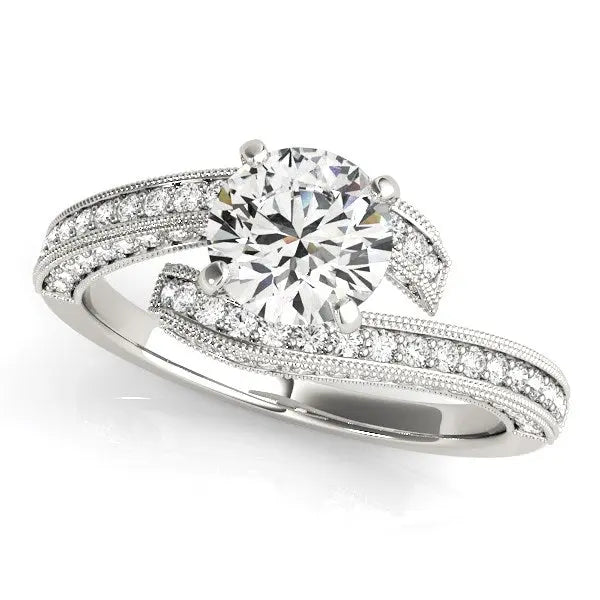 14k White Gold Round Diamond Bypass Style Engagement Ring (1 1/2 cttw) RCJ Rings CELESTIA LUXE JEWELLERS