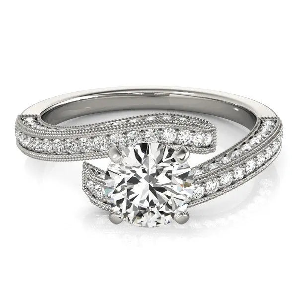 14k White Gold Round Diamond Bypass Style Engagement Ring (1 1/2 cttw) RCJ Rings CELESTIA LUXE JEWELLERS