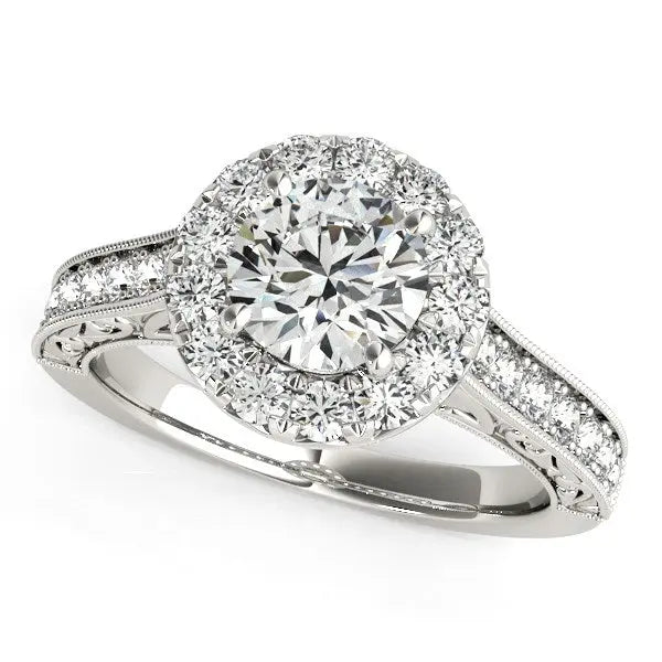 14k White Gold Round Diamond Engagement Ring with Stylish Shank (1 5/8 cttw) RCJ Rings CELESTIA LUXE JEWELLERS