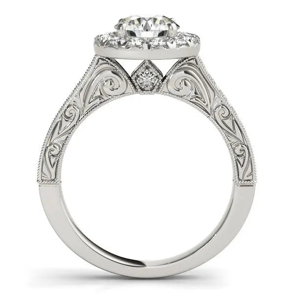 14k White Gold Round Diamond Engagement Ring with Stylish Shank (1 5/8 cttw) RCJ Rings CELESTIA LUXE JEWELLERS