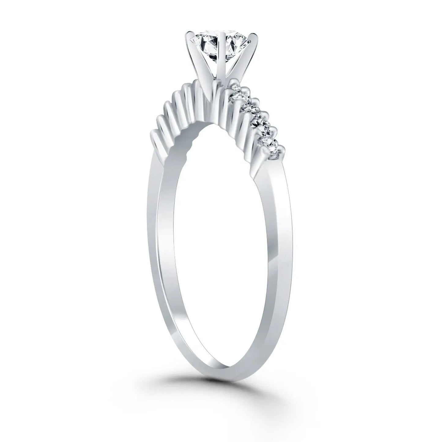 14k White Gold Shared Prong Accent Diamond Engagement Ring RCJ Rings CELESTIA LUXE JEWELLERS